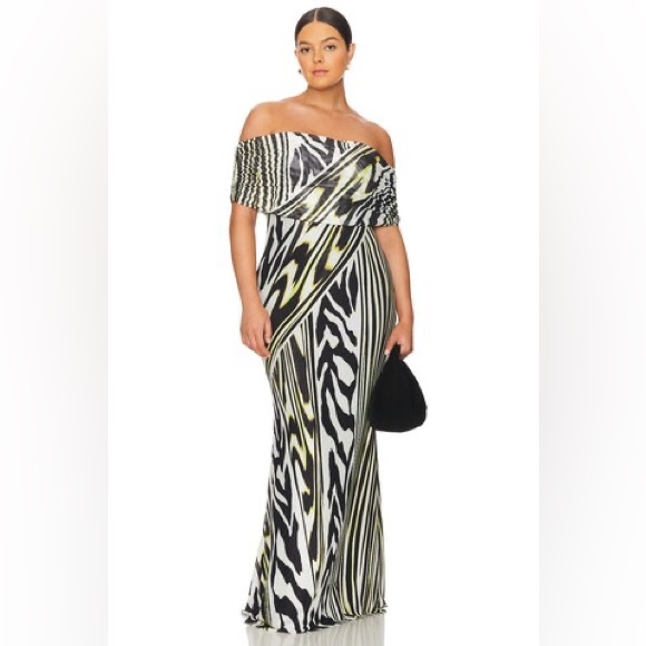 AFRM Strapless Zebra Print Dress NWT with BDG black denim jacket - Picture 2 of 9